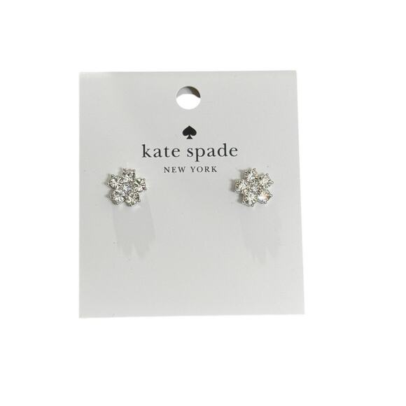 NWT! Kate Spade Flower Studs in Clear / Silver - Picture 4 of 5